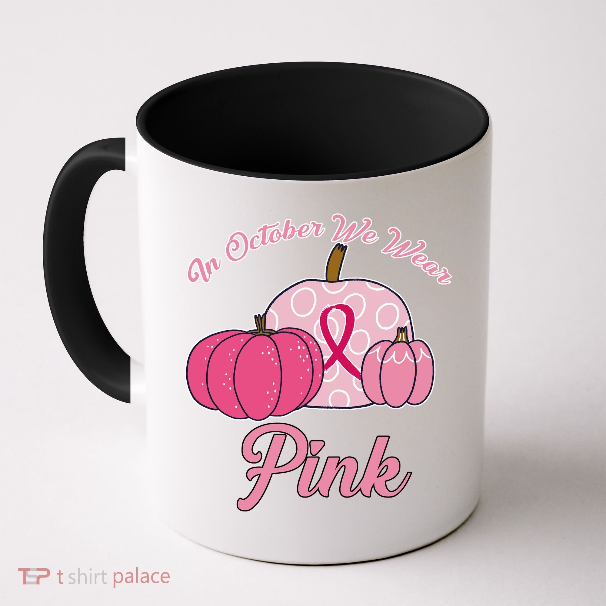 In October We Wear Pink Pumpkin Breast Cancer Coffee Mug