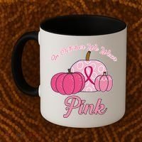 In October We Wear Pink Pumpkin Breast Cancer Coffee Mug thumb 2