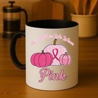 In October We Wear Pink Pumpkin Breast Cancer Coffee Mug thumb 4