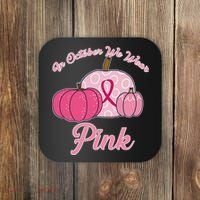 In October We Wear Pink Pumpkin Breast Cancer Coaster thumb 0