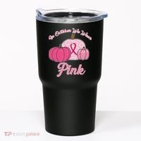 In October We Wear Pink Pumpkin Breast Cancer Tumbler thumb 0