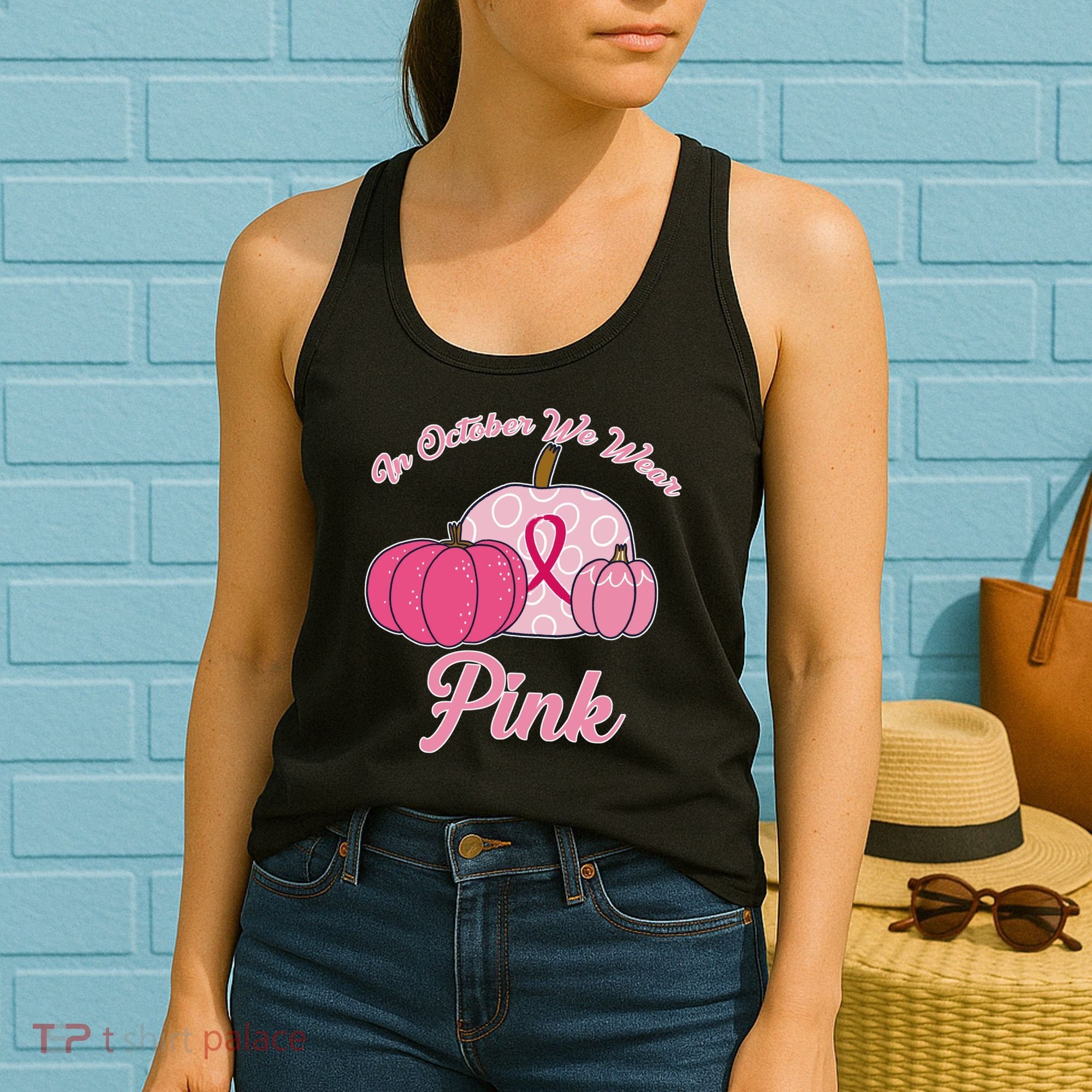 In October We Wear Pink Pumpkin Breast Cancer Women's Tank Top
