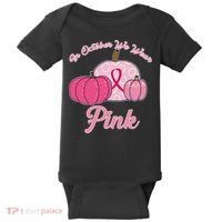 In October We Wear Pink Pumpkin Breast Cancer Baby Bodysuit thumb 0