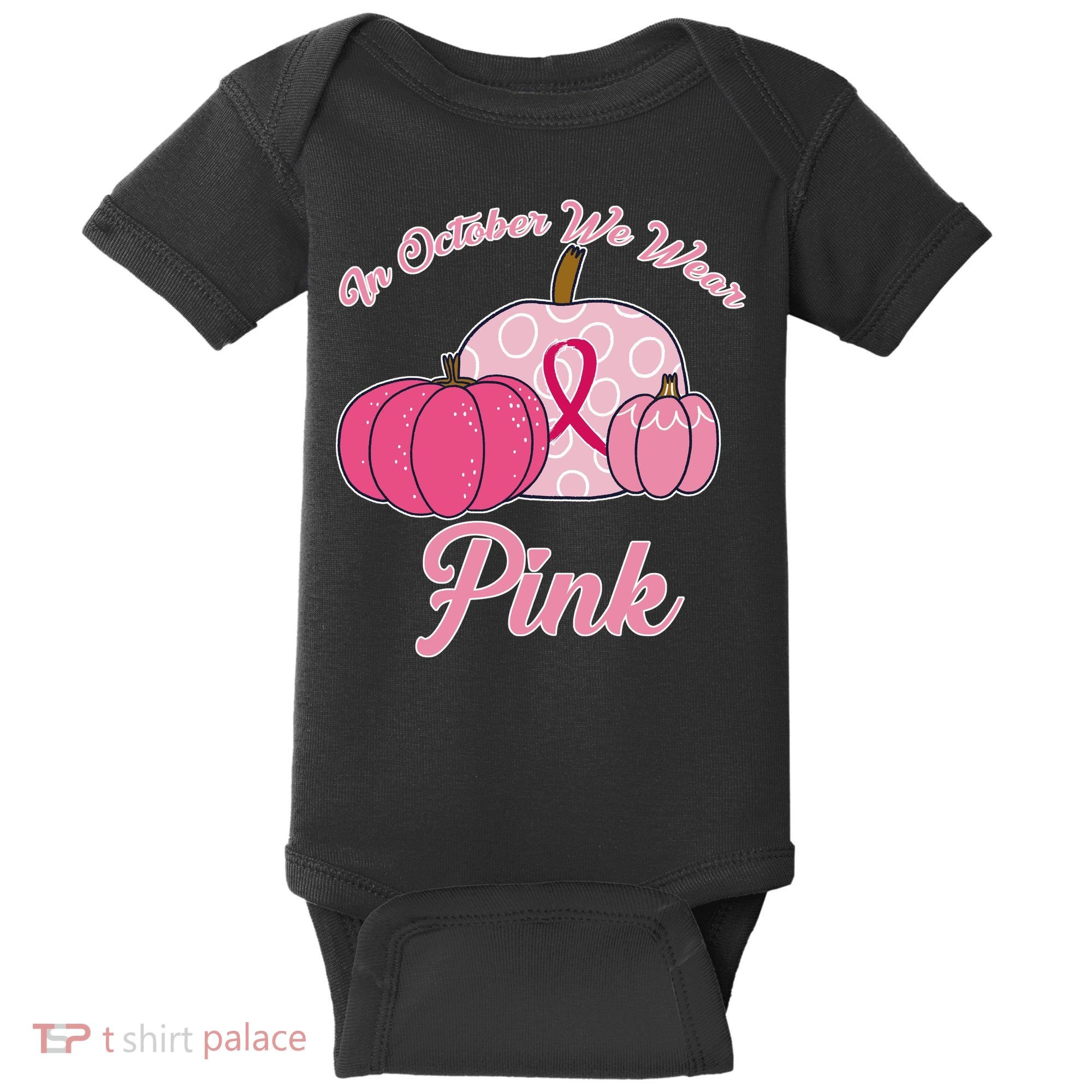 In October We Wear Pink Pumpkin Breast Cancer Baby Bodysuit