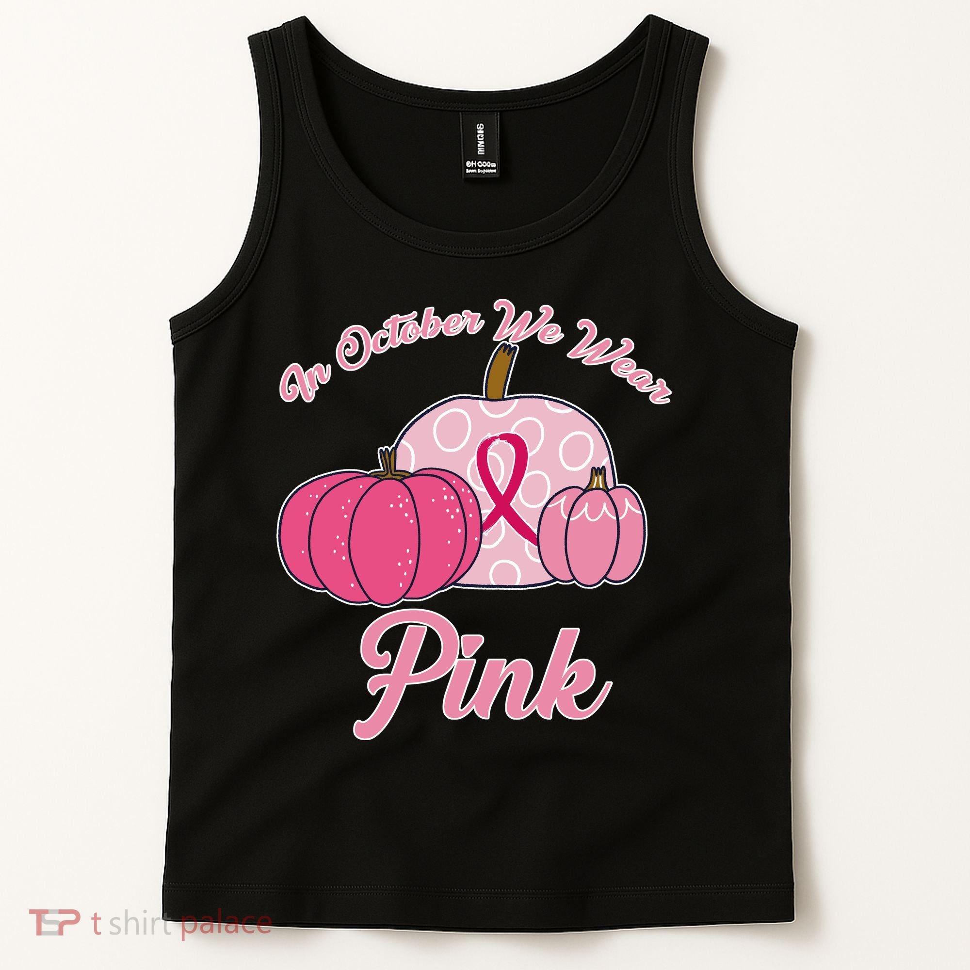 In October We Wear Pink Pumpkin Breast Cancer Tank Top