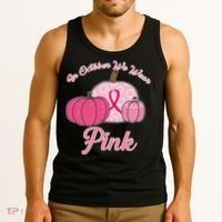 In October We Wear Pink Pumpkin Breast Cancer Tank Top thumb 3