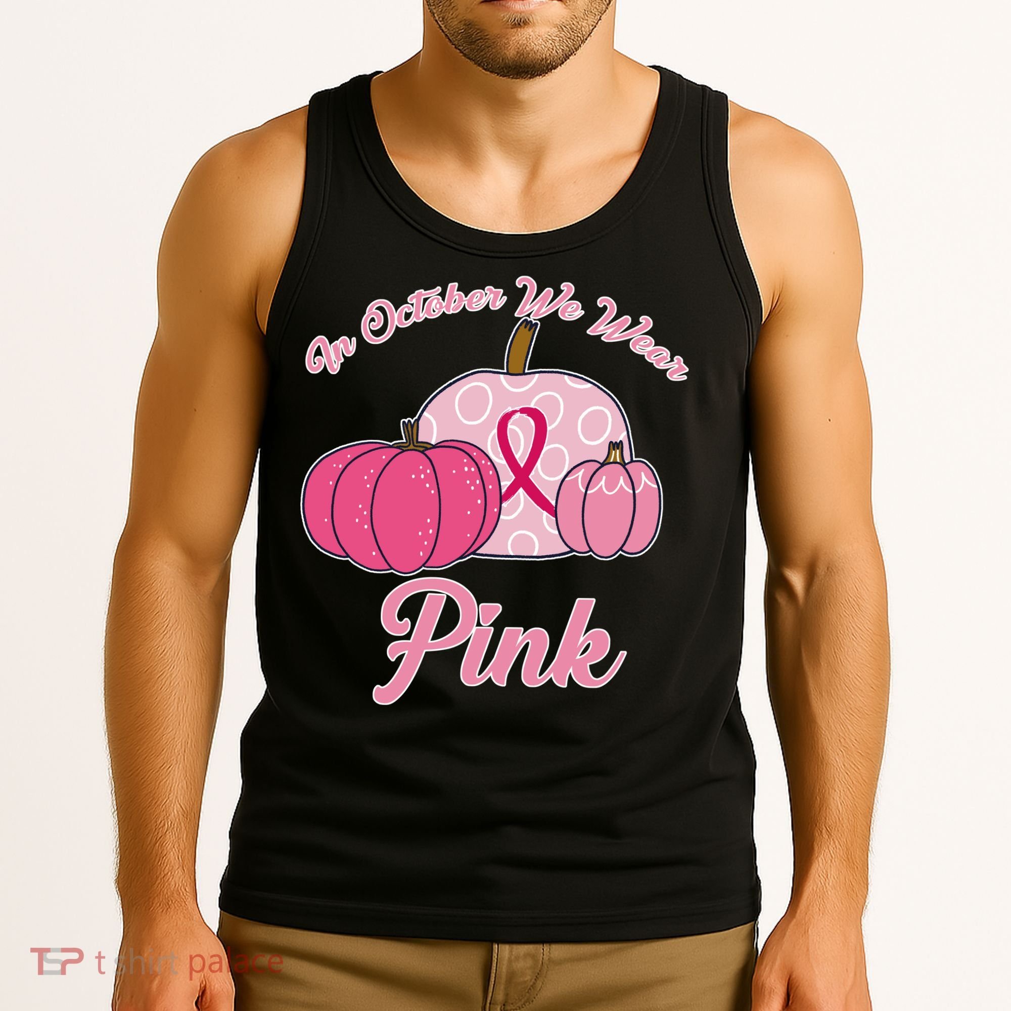In October We Wear Pink Pumpkin Breast Cancer Tank Top