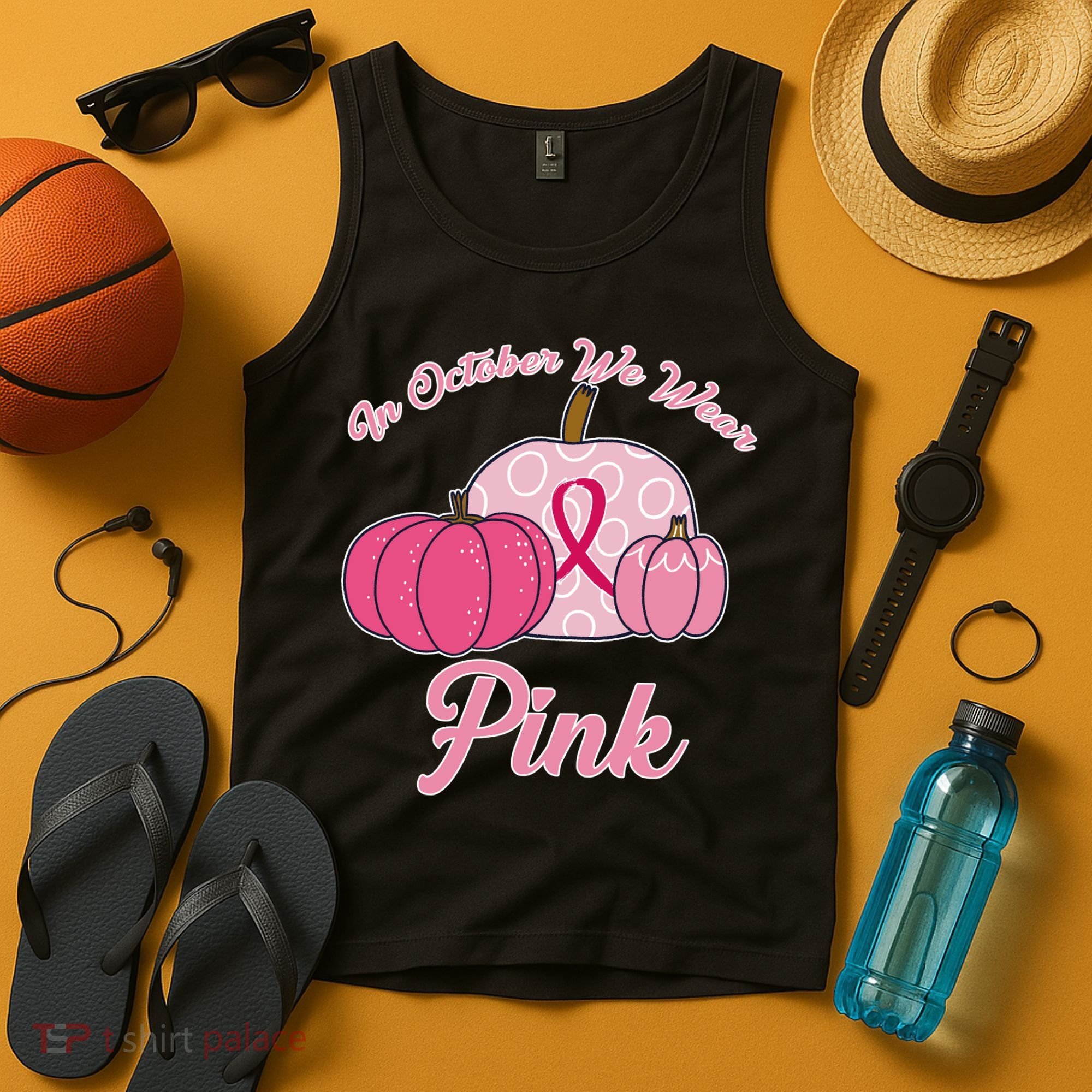 In October We Wear Pink Pumpkin Breast Cancer Tank Top
