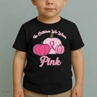 In October We Wear Pink Pumpkin Breast Cancer Toddler T-Shirt thumb 2