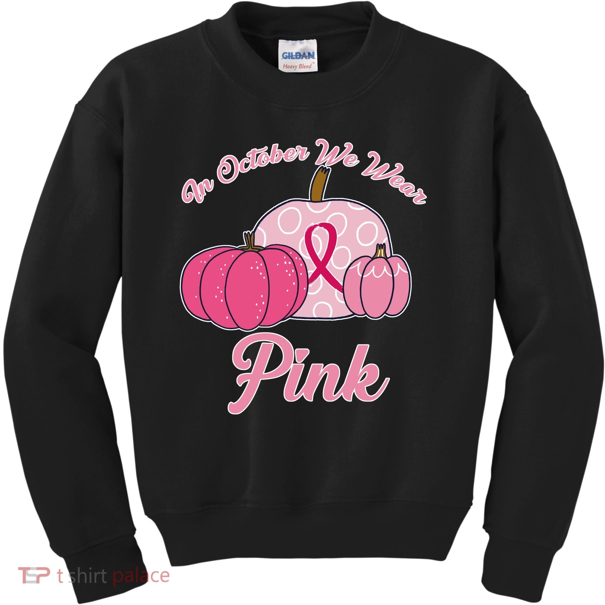 In October We Wear Pink Pumpkin Breast Cancer Kids Sweatshirt