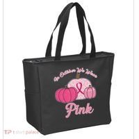 In October We Wear Pink Pumpkin Breast Cancer Tote Bag thumb 2