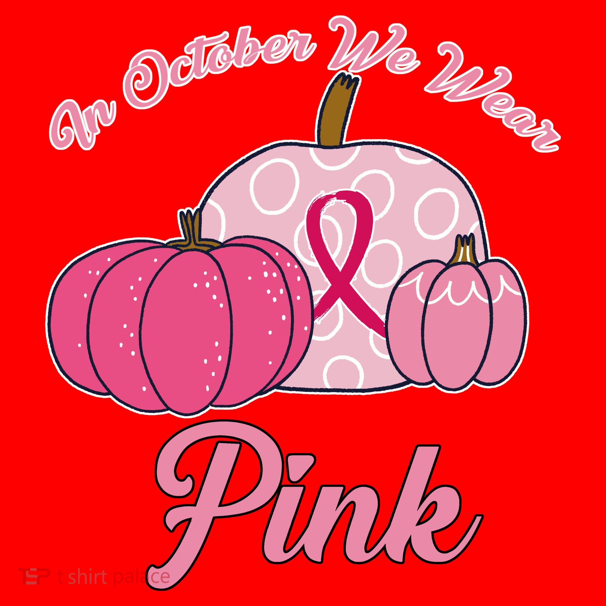 In October We Wear Pink Pumpkin Breast Cancer Santa Hat