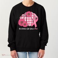 In October We Wear Pink Pumpkin Breast Cancer Plaid Women's Sweatshirt thumb 0