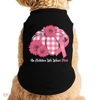 In October We Wear Pink Pumpkin Breast Cancer Plaid Doggie Tank thumb 0