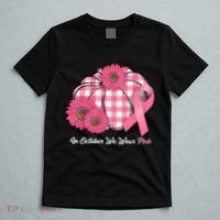 In October We Wear Pink Pumpkin Breast Cancer Plaid T-Shirt thumb 5