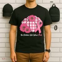 In October We Wear Pink Pumpkin Breast Cancer Plaid T-Shirt thumb 6