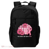 In October We Wear Pink Pumpkin Breast Cancer Plaid Backpack thumb 0