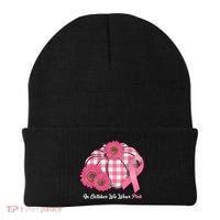 In October We Wear Pink Pumpkin Breast Cancer Plaid Beanie thumb 0