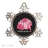 In October We Wear Pink Pumpkin Breast Cancer Plaid Ornament thumb 0