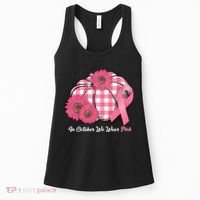 In October We Wear Pink Pumpkin Breast Cancer Plaid Women's Tank Top thumb 0