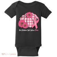 In October We Wear Pink Pumpkin Breast Cancer Plaid Baby Bodysuit thumb 0