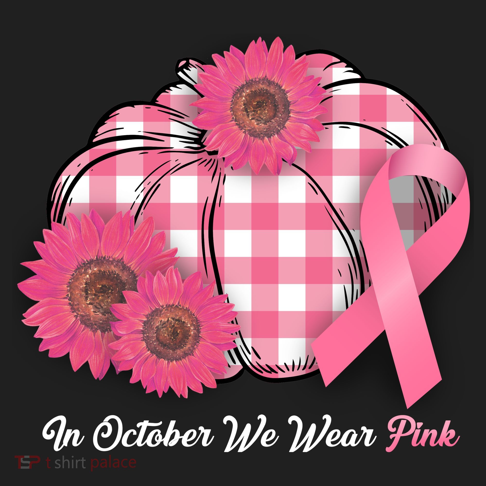 In October We Wear Pink Pumpkin Breast Cancer Plaid Hat