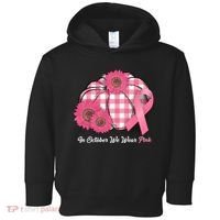 In October We Wear Pink Pumpkin Breast Cancer Plaid Toddler Hoodie thumb 0