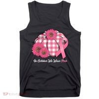 In October We Wear Pink Pumpkin Breast Cancer Plaid Tank Top thumb 0