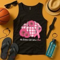In October We Wear Pink Pumpkin Breast Cancer Plaid Tank Top thumb 4