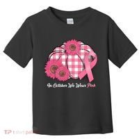 In October We Wear Pink Pumpkin Breast Cancer Plaid Toddler T-Shirt thumb 0