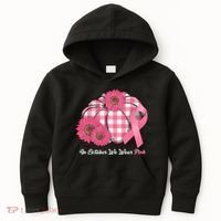 In October We Wear Pink Pumpkin Breast Cancer Plaid Kids Hoodie thumb 0