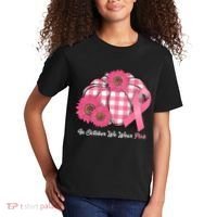 In October We Wear Pink Pumpkin Breast Cancer Plaid Kids T-Shirt thumb 2