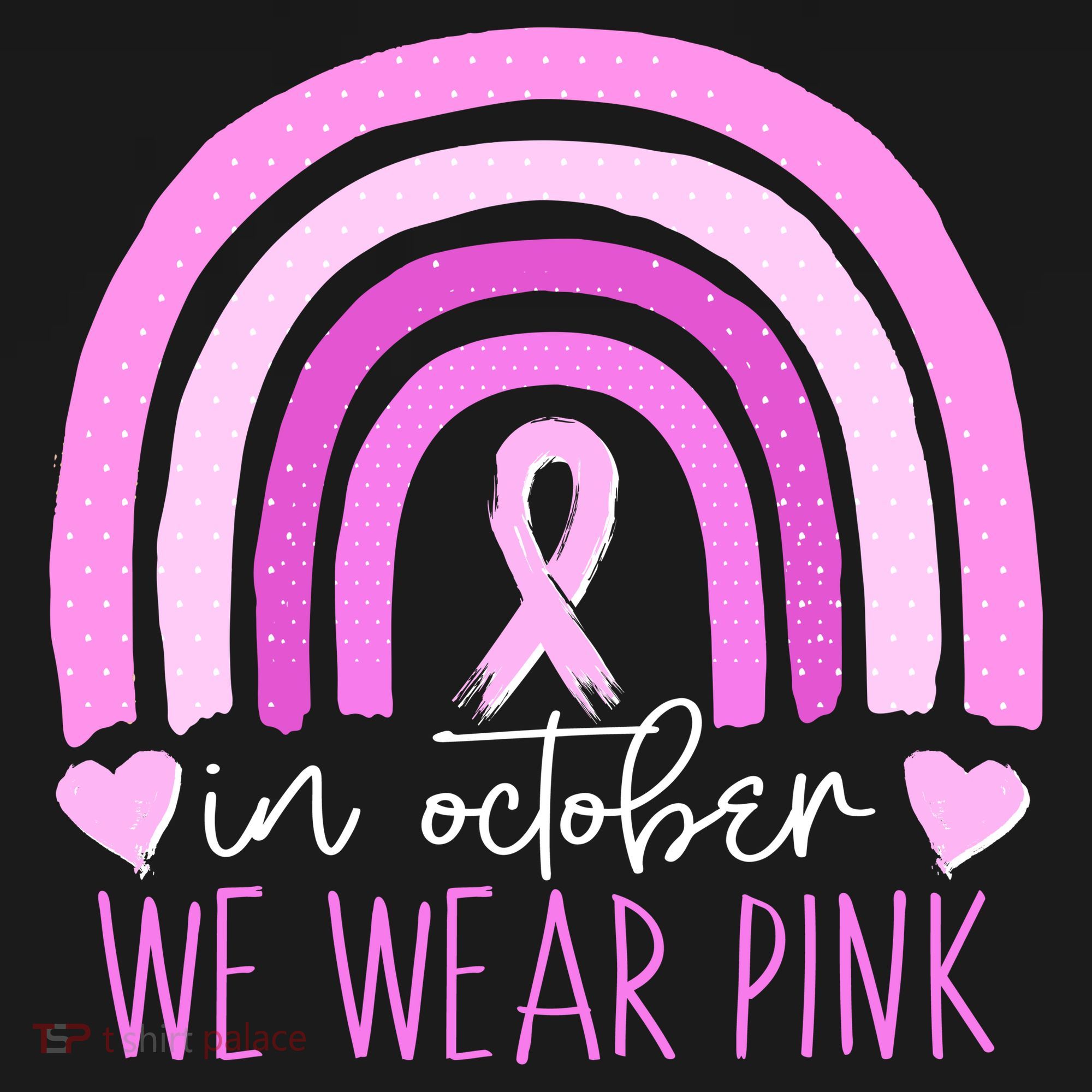 In October We Wear Pink Ribbon Rainbow Breast Cancer Awareness Mousepad