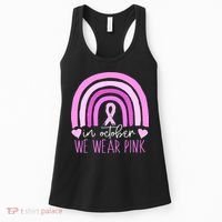 In October We Wear Pink Ribbon Rainbow Breast Cancer Awareness Women's Tank Top thumb 0