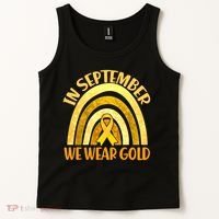 In September We Wear Gold Childhood Cancer Awareness Tank Top thumb 2