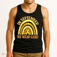 In September We Wear Gold Childhood Cancer Awareness Tank Top thumb 3