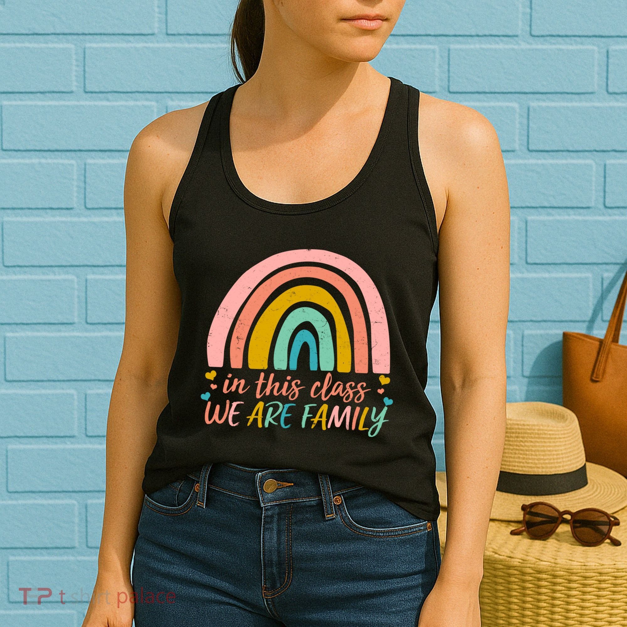 In This Class We Are Family Cute Painted Rainbow Women's Tank Top
