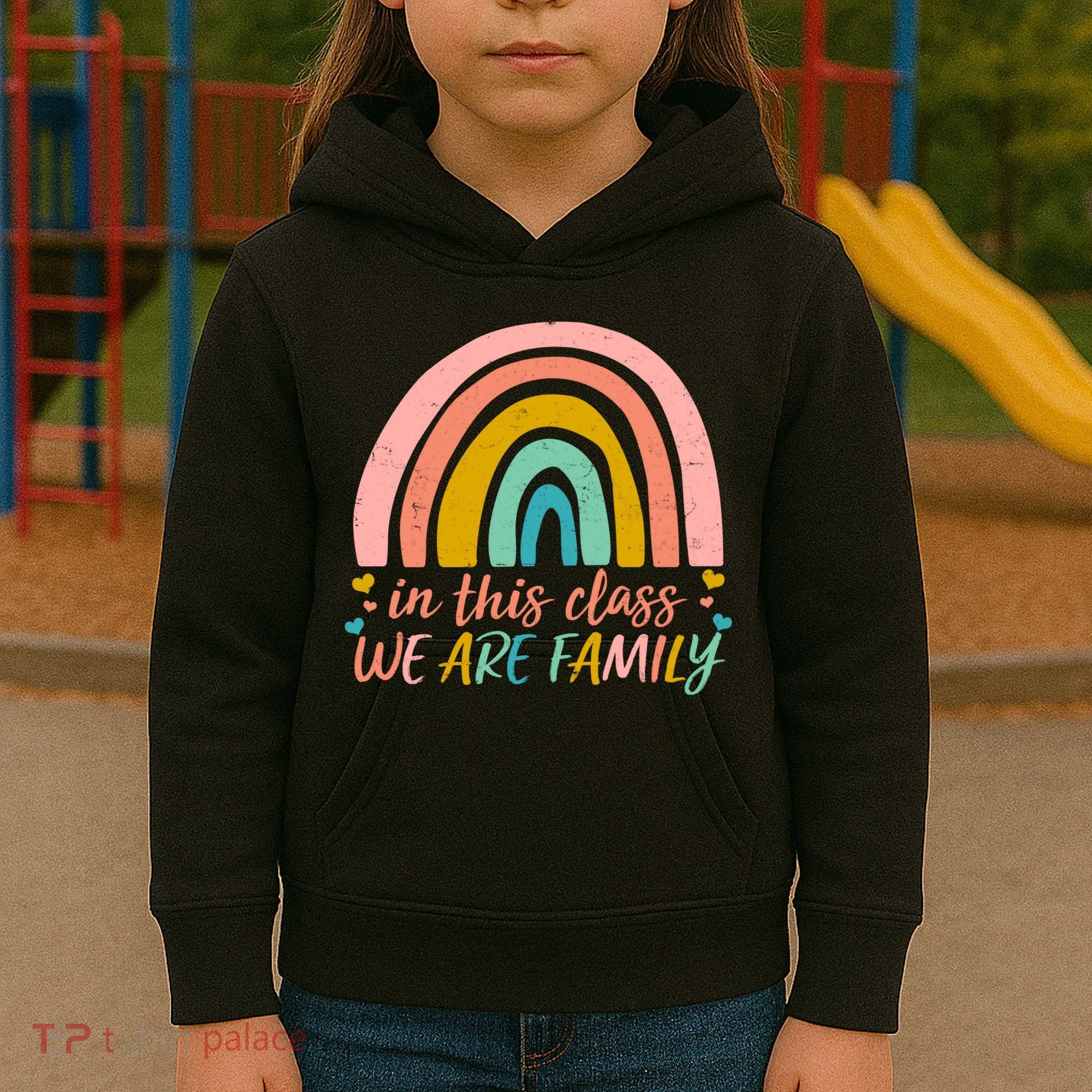 In This Class We Are Family Cute Painted Rainbow Kids Hoodie