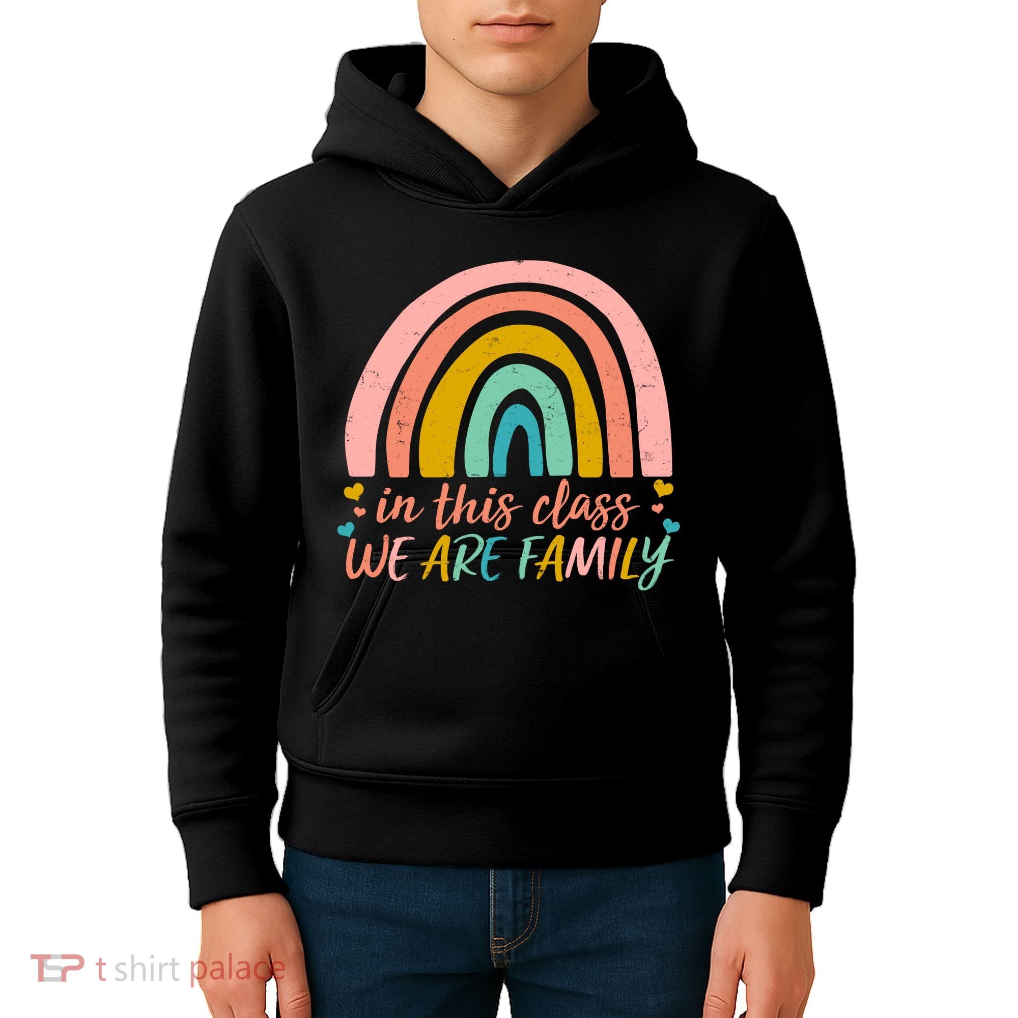 In This Class We Are Family Cute Painted Rainbow Kids Hoodie