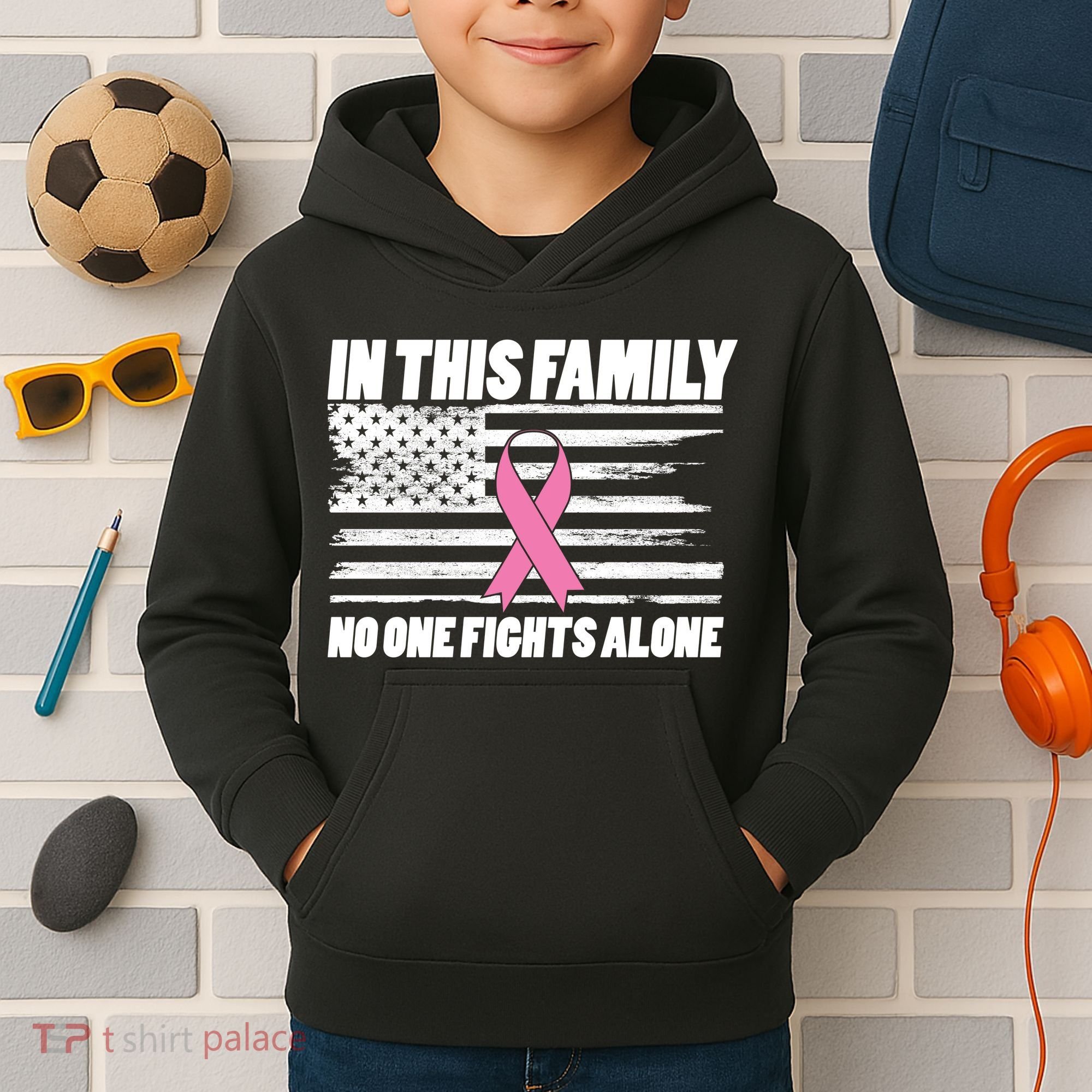 In This Family No One Fights Alone Kids Hoodie