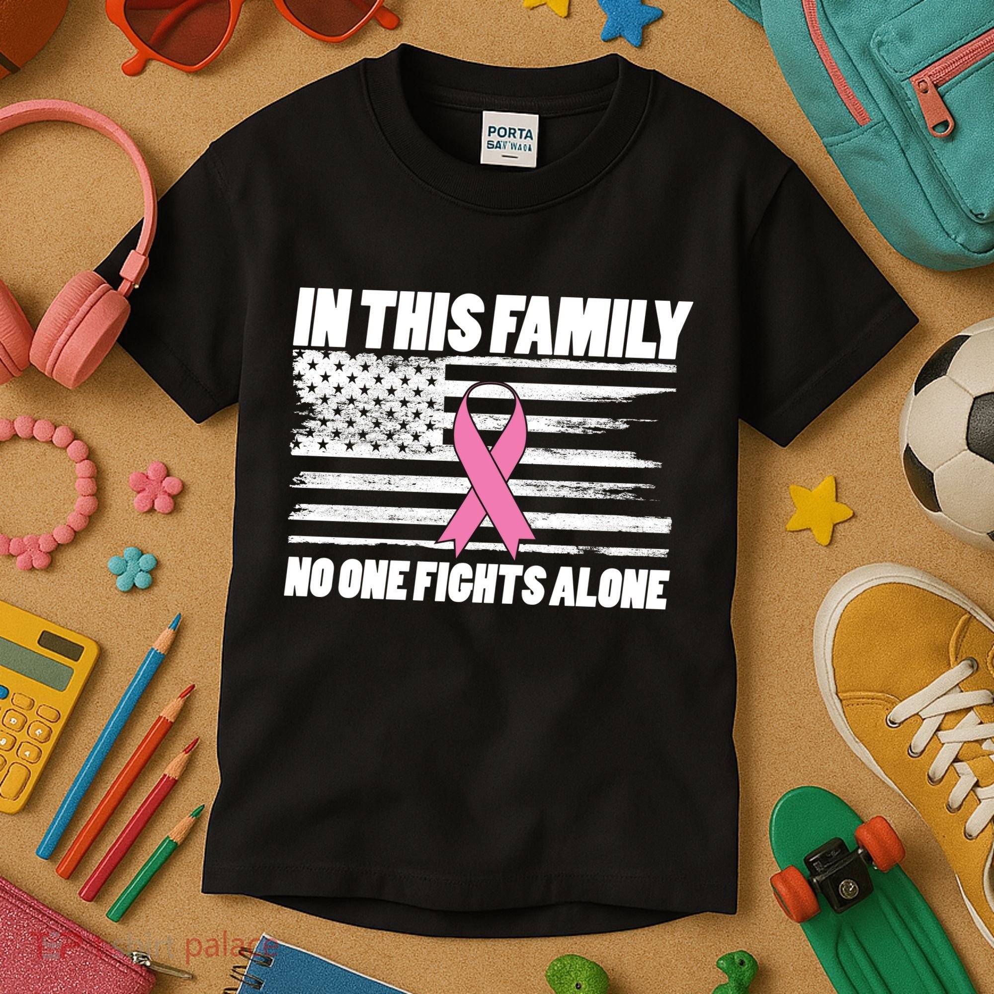 In This Family No One Fights Alone Kids T-Shirt