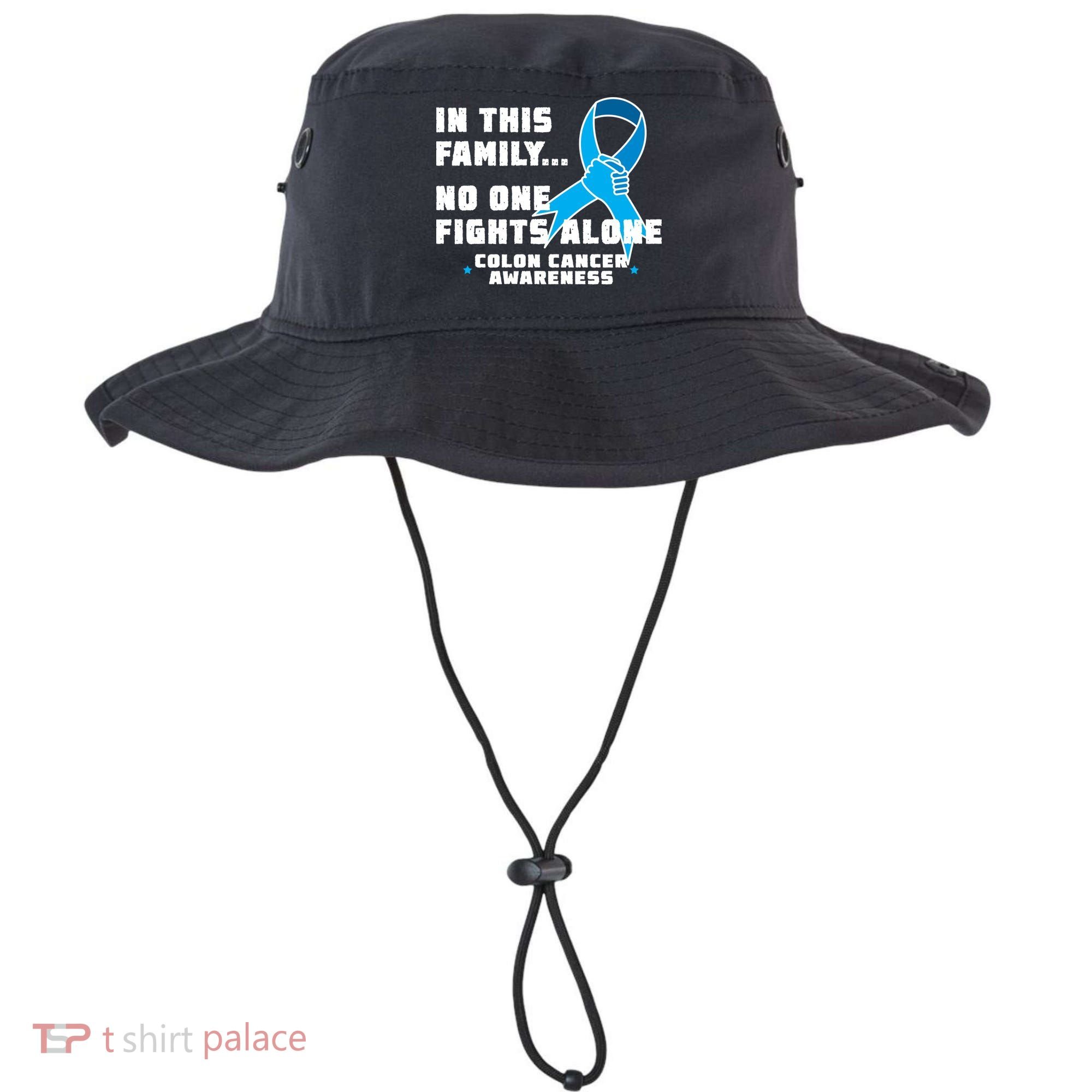 In This Family No One Fights Alone Colon Cancer Bucket Hat