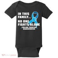In This Family No One Fights Alone Colon Cancer Baby Bodysuit thumb 0