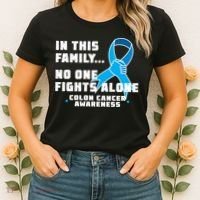 In This Family No One Fights Alone Colon Cancer Women's T-Shirt thumb 2