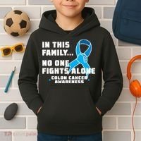 In This Family No One Fights Alone Colon Cancer Kids Hoodie thumb 2