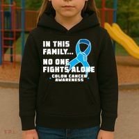 In This Family No One Fights Alone Colon Cancer Kids Hoodie thumb 3