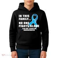 In This Family No One Fights Alone Colon Cancer Kids Hoodie thumb 4
