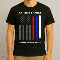 In This Family No One Fights Alone Hero Flag T-Shirt thumb 3