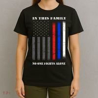 In This Family No One Fights Alone Hero Flag T-Shirt thumb 4