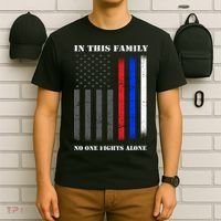 In This Family No One Fights Alone Hero Flag T-Shirt thumb 6